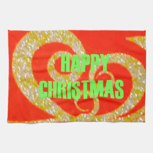 Frohe Weihnachten - Rot und Gold Kollektion. Geschirrtuch