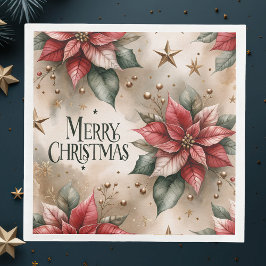 Frohe Weihnachten, Rot und Gold Poinsettia Serviette