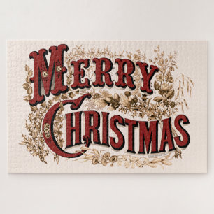 Frohe Weihnachten - Rot und Gold Puzzle