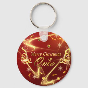 Frohe Weihnachten Rot und Gold Schlüsselanhänger