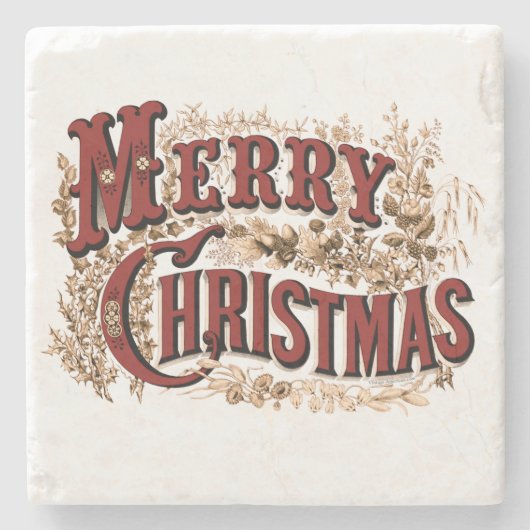 Frohe Weihnachten - Rot und Gold Steinuntersetzer (Vorderseite)