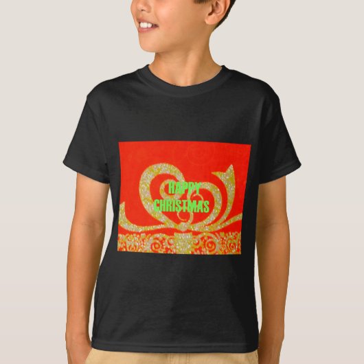 Frohe Weihnachten Rot und Gold T-Shirt (Vorderseite)