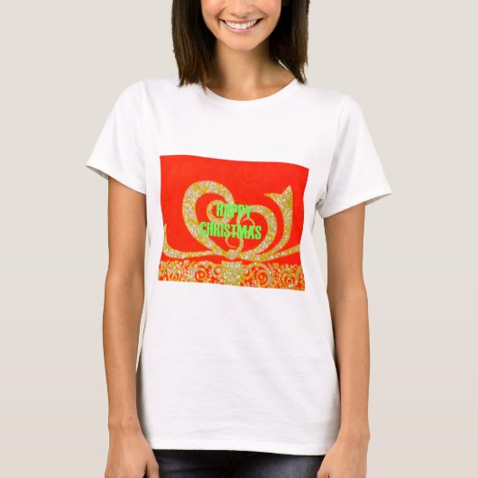 Frohe Weihnachten Rot und Gold T-Shirt (Vorderseite)