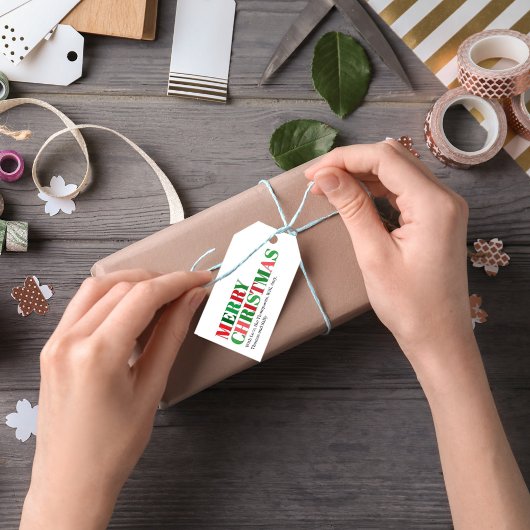 Frohe Weihnachten Rot und Grün Custom Geschenkanhänger