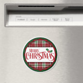 Frohe Weihnachten Rot und Grün Kariert Magnet (In Situ (Geschirrspüler))