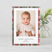 Frohe Weihnachten Rot und Grün Kariertes Foto (Stehend Vorderseite)