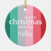 Frohe Weihnachten rot und grün Keramik Ornament (Vorne)