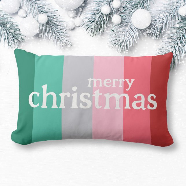 Frohe Weihnachten rot und grün Lendenkissen (merry christmas throw pillow in green and red.)