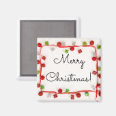 Frohe Weihnachten Rot und Grün Ornamente Magnet (Vorderseite/Rückseite)