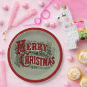 Frohe Weihnachten Rot und Grün Pappteller (Party)