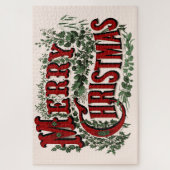 Frohe Weihnachten - Rot und Grün Puzzle (Vertikal)