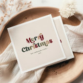 Frohe Weihnachten Rot und Grün Retro Serviette