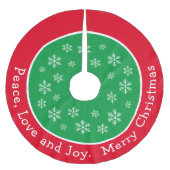 Frohe Weihnachten Rot und Grün Schneeflocke Polyester Weihnachtsbaumdecke (Vorderseite)