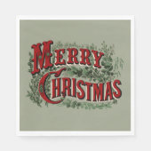 Frohe Weihnachten Rot und Grün Serviette (Vorderseite)