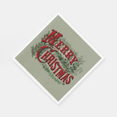 Frohe Weihnachten Rot und Grün Serviette (Ecke)
