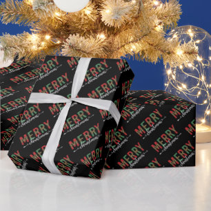 Frohe Weihnachten Rot und grüne Geparden Typograf Geschenkpapier