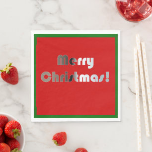 Frohe Weihnachten Rot und Grüne Napkins Serviette