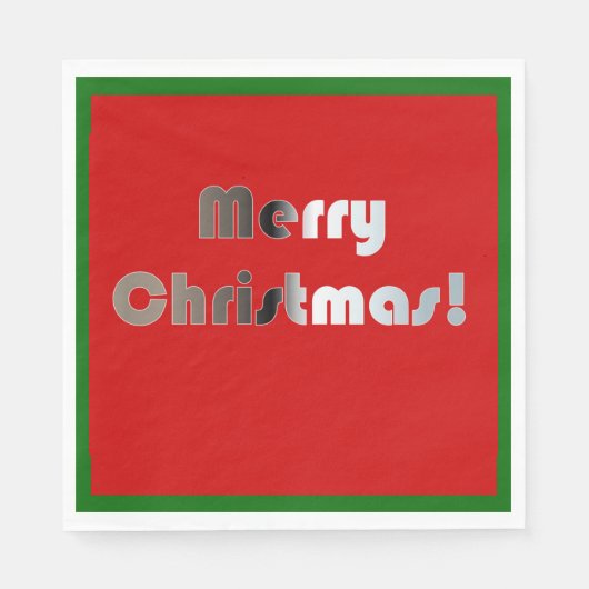 Frohe Weihnachten Rot und Grüne Napkins Serviette (Vorderseite)