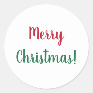 Frohe Weihnachten Rot und grüne Script Typografie Runder Aufkleber