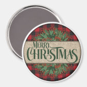 Frohe Weihnachten Rot und Schwarz Kariert Magnet (Vorderseite/Rückseite)