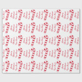 Frohe Weihnachten Rot und Weiß Bonbons und Name Geschenkpapier (Flach)