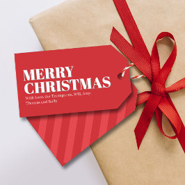 Frohe Weihnachten Rot und Weiß Custom Geschenkanhänger