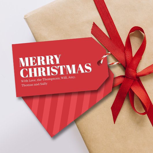 Frohe Weihnachten Rot und Weiß Custom Geschenkanhänger