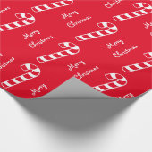 Frohe Weihnachten Rot und Weiß gestreifte Kerzenle Geschenkpapier (Ecke)