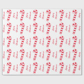 Frohe Weihnachten Rot und Weiß gestreifte Kerzenle Geschenkpapier (Flach)