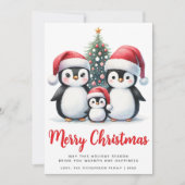 Frohe Weihnachten Rot und Weiß Niedliche Pinguine (Vorderseite)