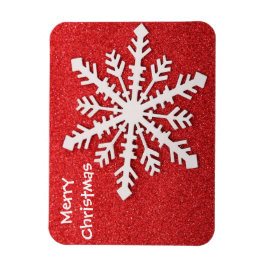 Frohe Weihnachten Rot und Weiß Schneeflocke Modern Magnet
