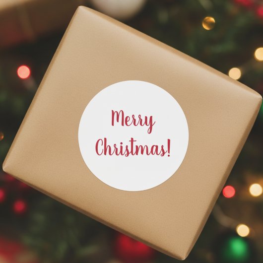Frohe Weihnachten Rot und Weiß Script Typografie Runder Aufkleber