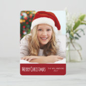 Frohe Weihnachten Rot und Weiß Trendy Foto (Stehend Vorderseite)
