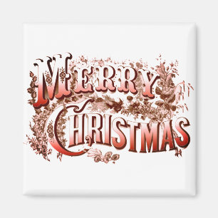 Frohe Weihnachten Rot und Weiß Vintager Urlaub Magnet