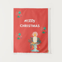 Frohe Weihnachten - Rot Wandteppich