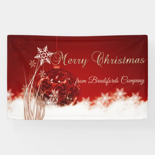 Frohe Weihnachten, Rot, Weihnachtsball Banner (Horizontal)