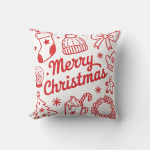 Frohe Weihnachten Rot-Weiß-Feiertags-Wurfkissen