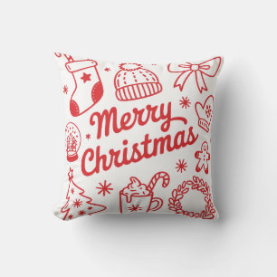 Frohe Weihnachten Rot-Weiß-Feiertags-Wurfkissen Kissen