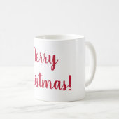 Frohe Weihnachten Rot & Weiß Script Typografie Kaffeetasse (VorderseiteRechts)
