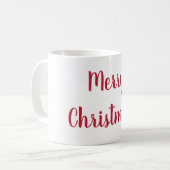 Frohe Weihnachten Rot & Weiß Script Typografie Kaffeetasse (Vorderseite Links)