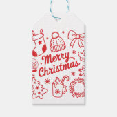 Frohe Weihnachten Rot-Weiß-Weihnachts-Geschenkanhä Geschenkanhänger (Vorderseite)