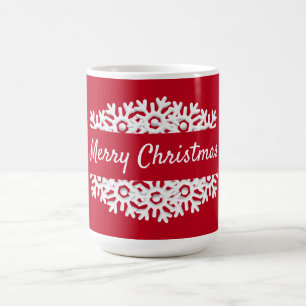 Frohe Weihnachten rot-weiße Schneeflocke Kaffeetasse