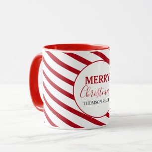 Frohe Weihnachten Rot & Weiße Streifen Bonbons Tasse