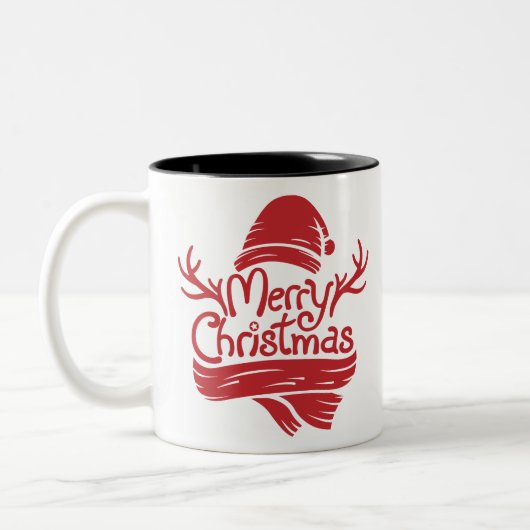 Frohe Weihnachten rot Zweifarbige Tasse (Links)