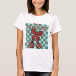 Frohe Weihnachten Rotband-Ornament-Design T-Shirt