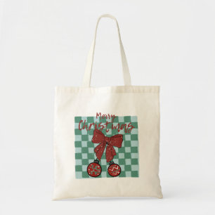 Frohe Weihnachten Rotband-Ornament-Design Tragetasche
