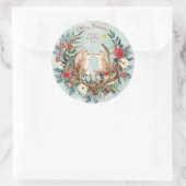 Frohe Weihnachten Rotblütenfüchse Runder Aufkleber (Tasche)