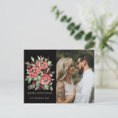 Frohe Weihnachten Rote Aquarellfarben Rose Foto (Stehend Vorderseite)