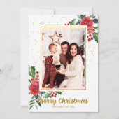 Frohe Weihnachten Rote Blume Urlaub Foto Einladung (Vorderseite)