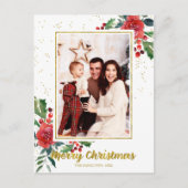 Frohe Weihnachten Rote Blume Urlaub Foto Postkarte (Vorderseite)